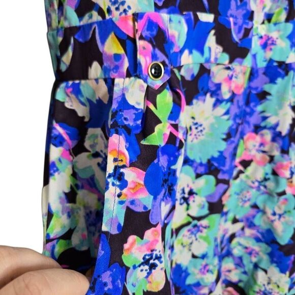 Yumi Kim Romper Silk Floral Blue Pink Shorts Size Medium - Picture 4 of 9